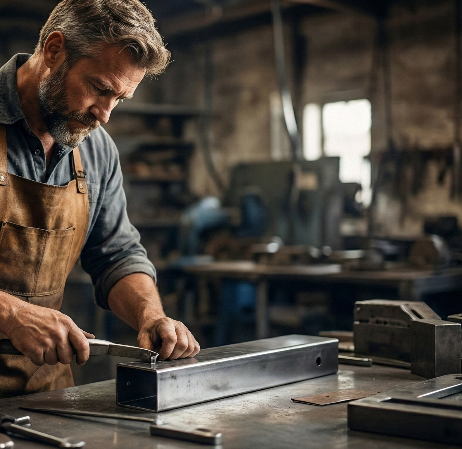 Man working at workshop table